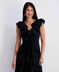 Kensie Women's Silky Woven Ruffle Midi Dress