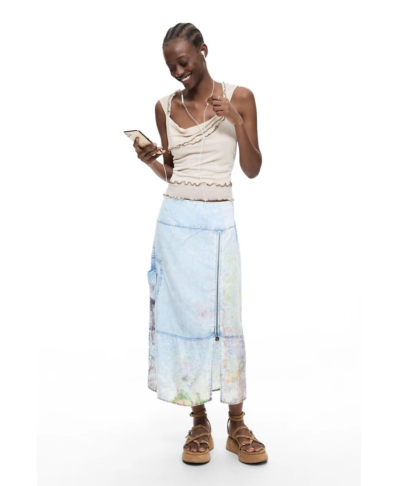 Desigual Women's Midi denim skirt