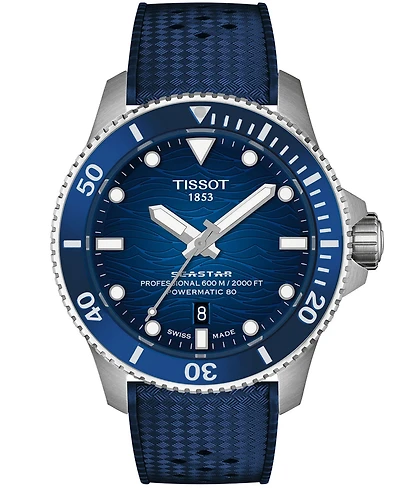 Tissot Men's Seastar Blue Rubber Strap Watch 44mm