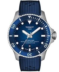 Tissot Men's Seastar Blue Rubber Strap Watch 44mm