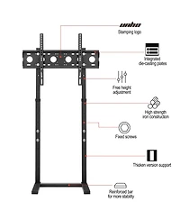Unho Floor Standing Tv Stand 3 Height Adjustable Fits 32"-65" Adjustable Wall-Leaning Design Max Vesa 600400mm