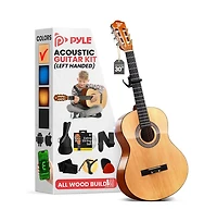 Pyle 30" 6-String Left-Hand Classical Acoustic Guitar for Beginners & Adults with Accessory Kit