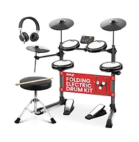 Pyle Electronic Drum Set 4 Quiet Mesh Pads 180 Sound Styles 3 Cymbals 2 Pedals Throne Headphones Usb Midi for Beginners