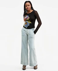Free People Women's Mid-Rise Wide-Leg Utility Jeans