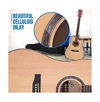 Pyle 41" Acoustic Guitar Kit with Cutaway Body, Accessory Pack - Natural Finish, PGA480NT