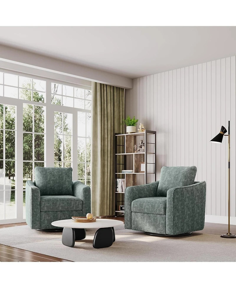 gaomon Swivel Accent Chair for Living Room,Comfy Single Sofa Chair,Modern Linen Upholstered Armchair with Ergonomic Backrest,Plush Single Sofa.