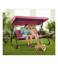 gaomon 3-Seat Outdoor Swing Glider with Canopy, Converts to Bed, 750 lbs Capacity for Patio Backyard Garden