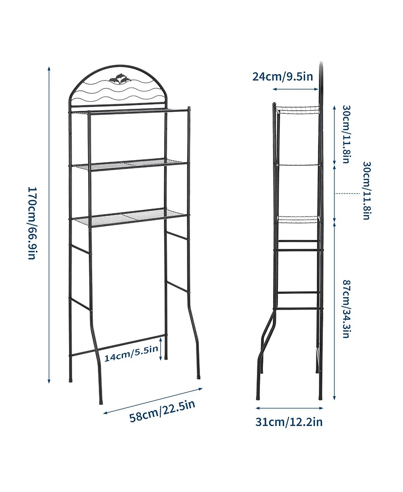 homfan Space-Saving 3-Tier Over Toilet Shelf