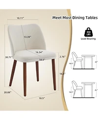 gaomon Set of 4 Linen Upholstered Dining Chairs with Wing Backrest and Solid Wood Legs, Wooden Kitchen Chairs