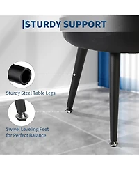 gaomon Modern Storage Ottoman and Vanity Stool,Synthetic Leather Round Seat with Stitching,330 lb Capacity Steel Legs,Multi-Functional Footrest