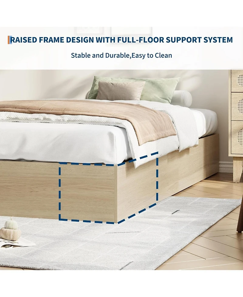 Gaomon Bed Frame with 2 Storage Drawers, No Headboard, Wood Slat Support, Noise Free