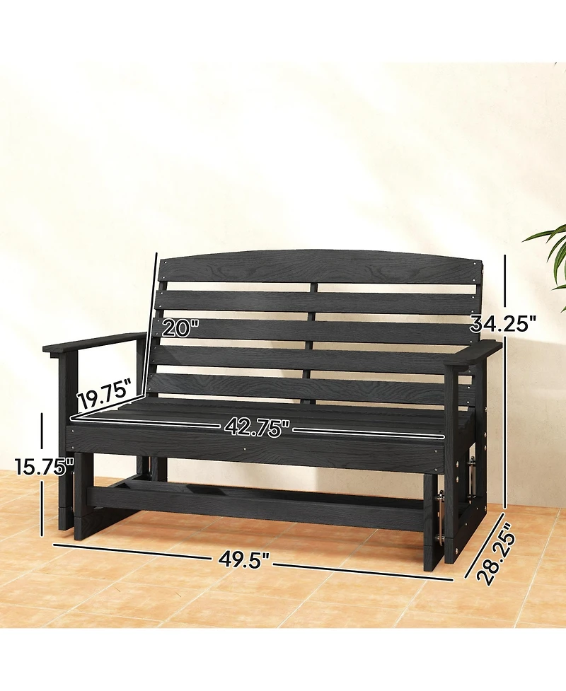 Outsunny Patio Glider Bench, Hdpe Outdoor Glider Loveseat