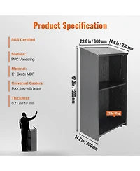 Gouun Podium Stand with Rolling Wheels and Storage Shelves