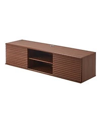 Gouun 60" Floating Tv Stand Wall Mount with Sliding Doors