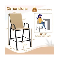 Boyel Living Outdoor Bar Stools Set of 2 29 Inch Fabric Height with Armrests