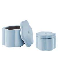 Streamdale Furniture 2 pieces Seaglass Velvet Storage Ottoman Set
