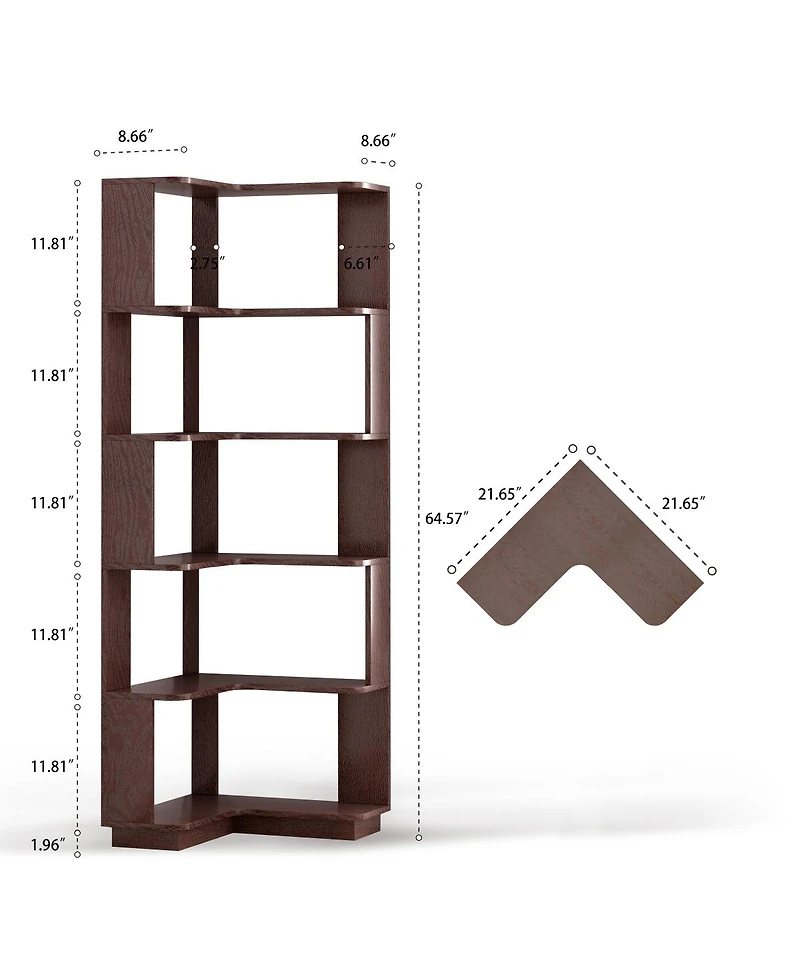 Streamdale Furniture 2-Pack Corner Bookshelves, 55cm+80cm