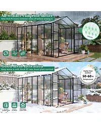 Streamdale Furniture Gain height 10x12 Ft Aluminum All Season Greenhouse with Polycarbonate Panels
