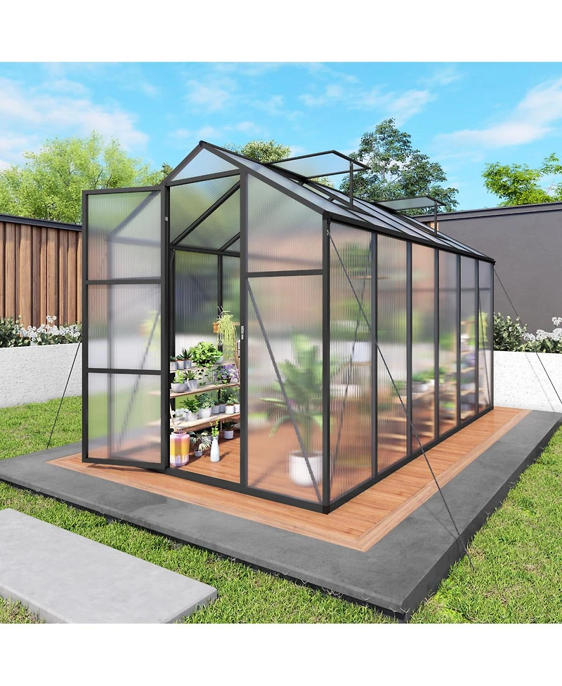 Streamdale Furniture 6x12Feet Walk-in Outdoor Greenhouse with Aluminum Frame and Uv Protection