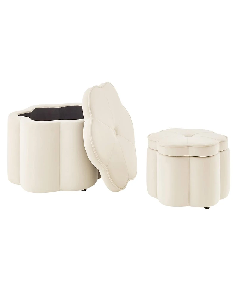 Streamdale Furniture Petal Storage Ottoman Set of 2