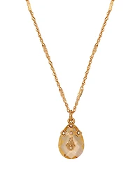 Symbols of Faith 14k Gold Dipped Light Colorado Oval Glass Drop Crystal Cross 16"+3" Necklace