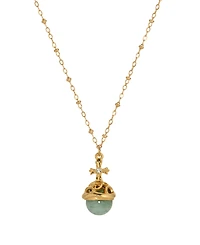 Symbols of Faith 14k Gold Dipped Green Adventurine Stone Crystal Cross 16" Necklace