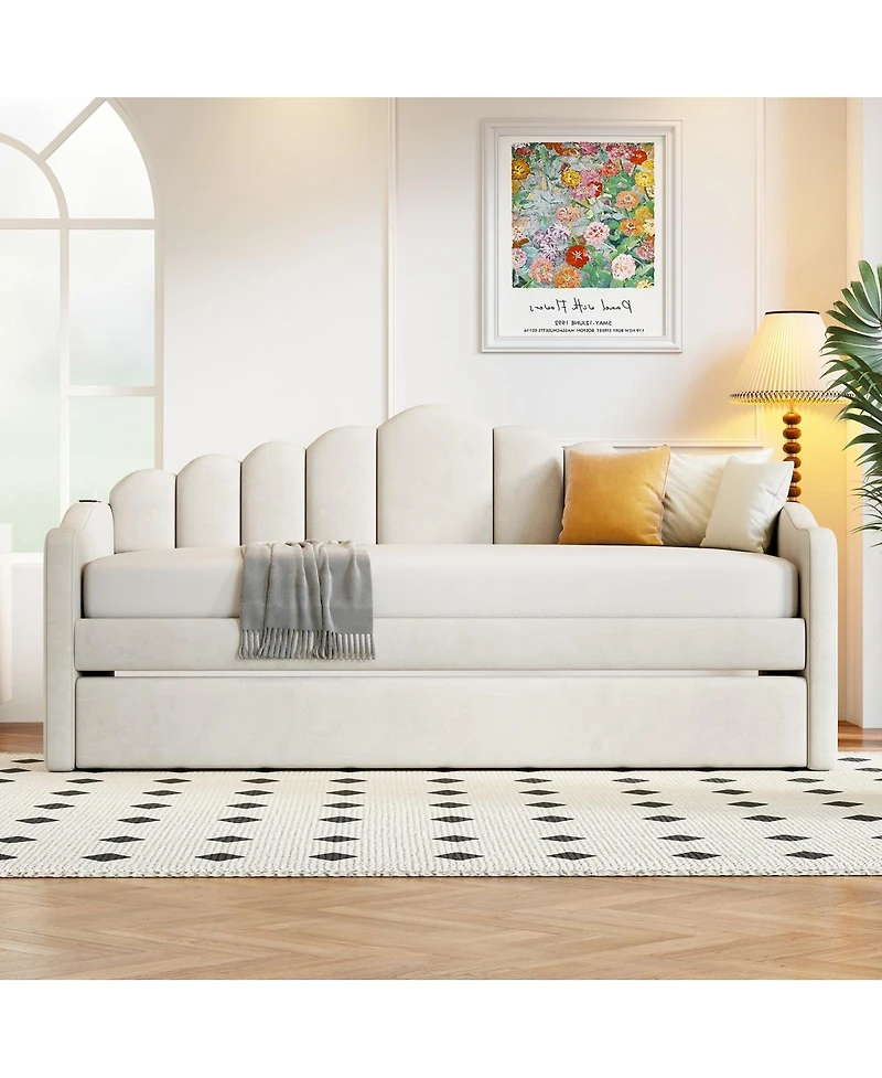 Streamdale Furniture Daybed With Trundle and Usb Ports