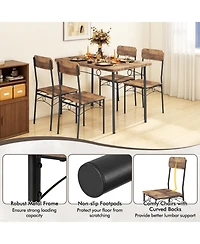 Slickblue 5 Piece Kitchen Dining Set for 4 Industrial Small Space Table Set