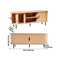 Sugift Tv Stand Boho Entertainment Center for TVs Up to 58 Inch with Rolling Door