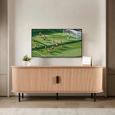 Sugift Tv Stand Boho Entertainment Center for TVs Up to 58 Inch with Rolling Door