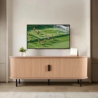 Sugift Tv Stand Boho Entertainment Center for TVs Up to 58 Inch with Rolling Door