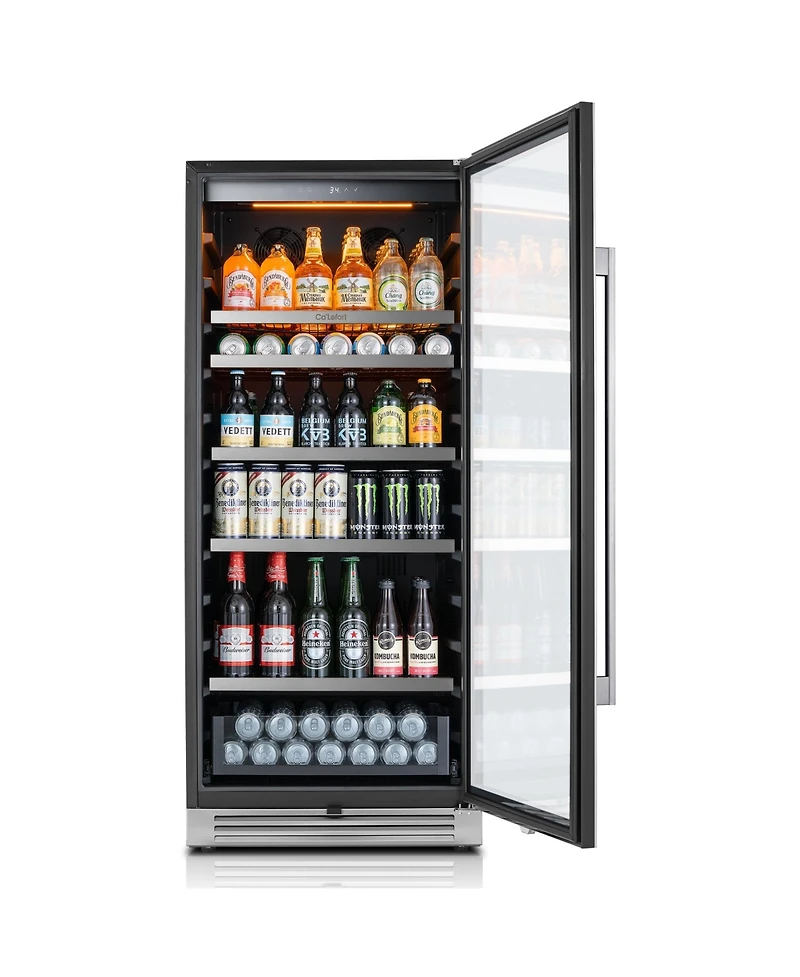 Ca'Lefort 24 inch Beverage Refrigerator cooler, 238 Cans,Freestanding or Built-In Beverage fridge with 3 Led for Home