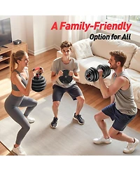 Fed Fitness Adjustable 5 in 1 Free Weights Set, Dumbbell Set, Convertible to Barbell, Kettlebell, Push Up Stand