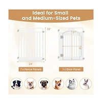 Ruie 8-Panel Plastic Dog Fence Indoor Outdoor Pen with Locking Door