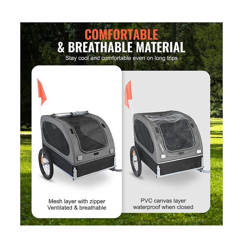 Ruie Foldable Dog Bike Trailer Pet Bicycle Carrier for Pets up to 88 lbs
