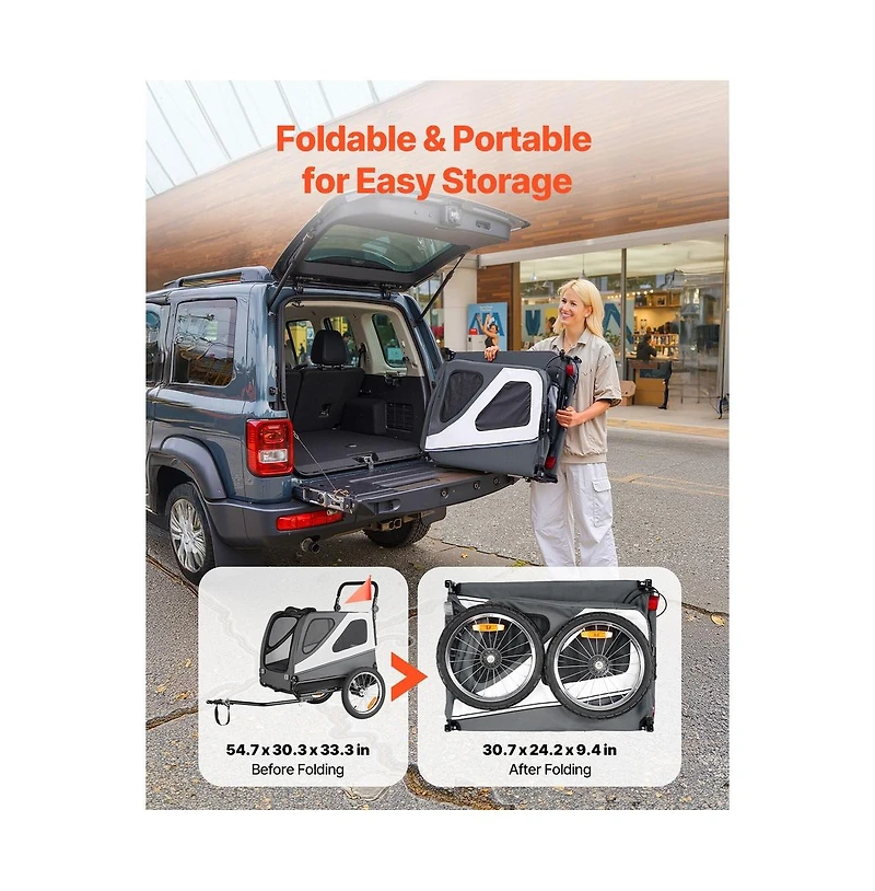 Ruie 2 in 1 Pet Bike Trailer and Stroller Cart for Small Large Dogs up to 100 lbs