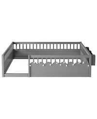 Rainsken Montessori Floor Bed with Storage Shelf and Light