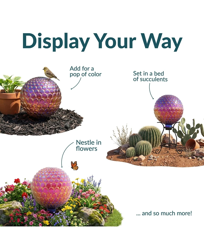 Sunnydaze Decor Scalloped Texture Indoor/Outdoor Gazing Globe Glass Garden Ball - 10" Diameter