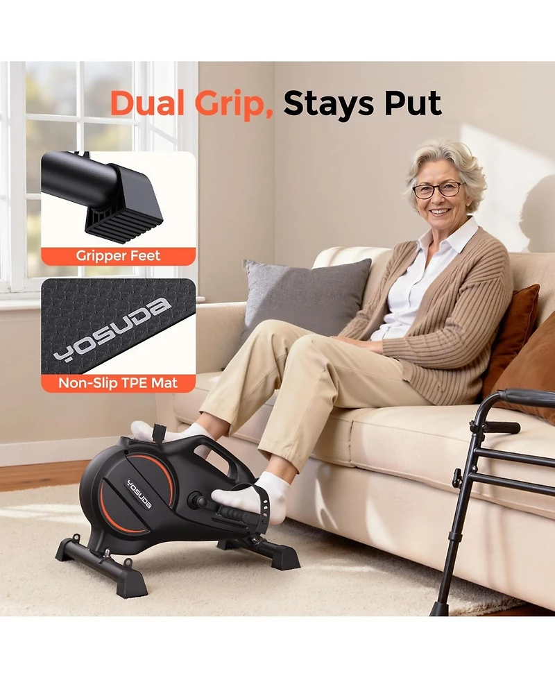 Fed Fitness Under Desk Bike, 16-Level Magnetic Resistance 3-in-1 Mini Exercise Bike, Quiet Pedal Exerciser with App Support