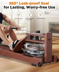 Fed Fitness Pro Wood Water Rowing Machine, Upgraded Ergonomic Frame, 400 Lbs Weight Capacity, Foldable, Large Leak-Proof Tank, Bluetooth App