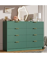 gaomon Fluted Drawers Dresser for Bedroom, Wide Modern Chest of Drawers with Metal Handles, For Living Room, Entryway