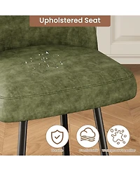 homfan 2/4 Pieces Faux Sherpa Upholstered Barstools with Back and Arc Footrest, 26" Modern Island Stools Bistro and Dining Area