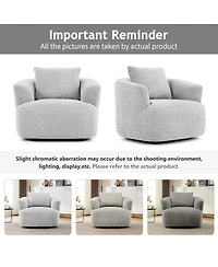 Rainsken 360degree(s) Swivel Sofa Chair, 38.2" Upholstered Barrel Chair with Deep Seating and a Throw Pillow for Living Room, Bedroom