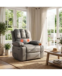homfan Massage Recliner with Lumbar Heat, Swivel and Rocking Motion - Comfortable Easy-Clean Seating with Cup Holders and Side Storage Pocket