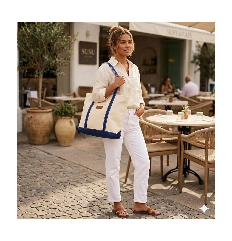 Susu Women's Canvas Laptop Tote Bag Commuter Work Bag Everyday Shoulder Purse