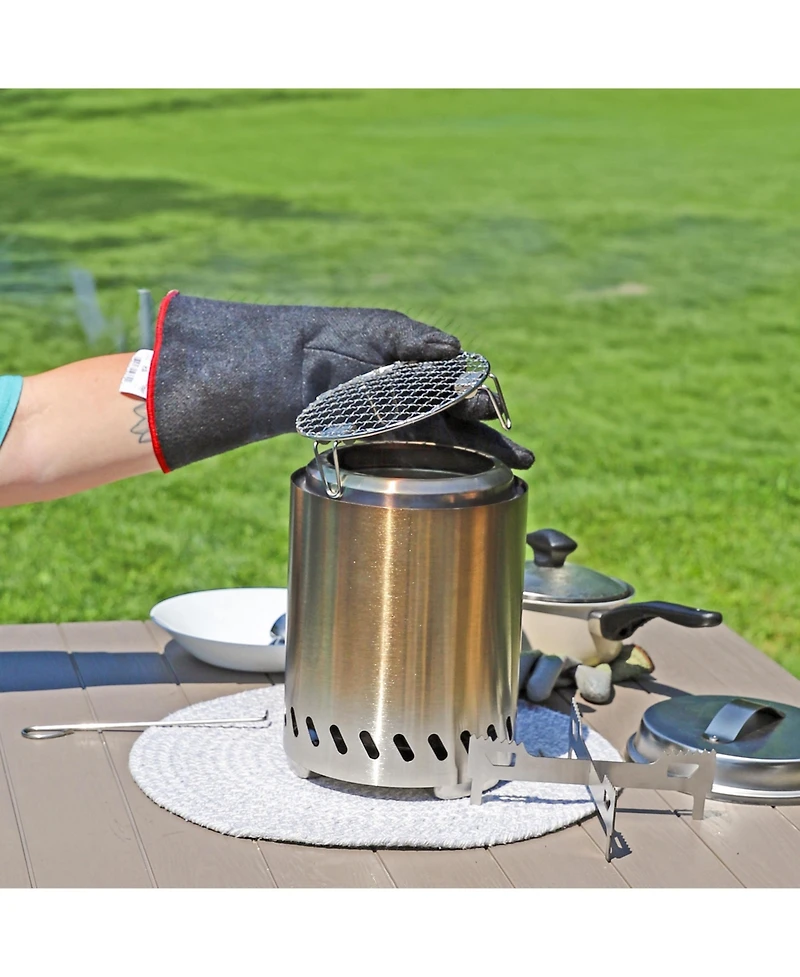 Sunnydaze Decor 3-Piece Stainless Steel Smokeless Fire Pit Accessory Kit