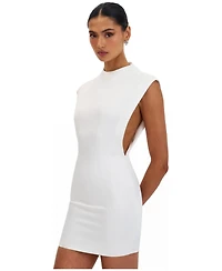 Miss Circle Women Vienna Satin Mock Neck Mini Dress