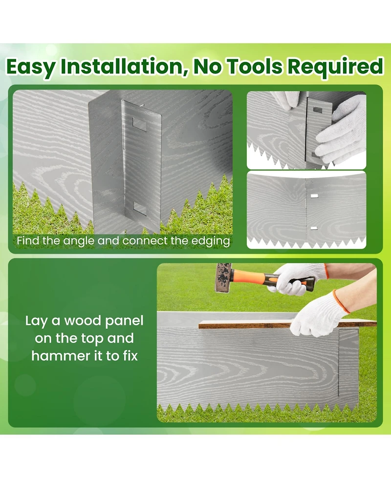 Sugift 6-Pack 20 Ft Galvanized Metal Landscape Edging for Lawn