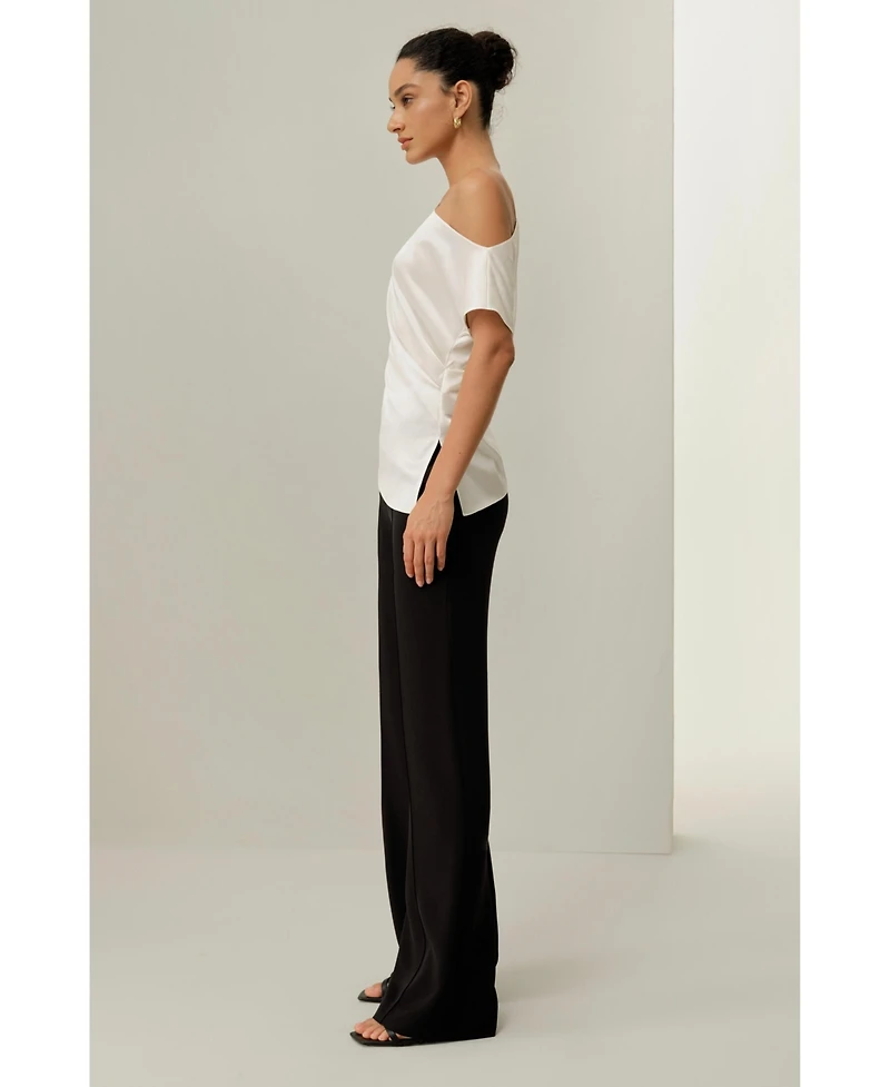 Lilysilk Women's Stretch Charmeuse Asymmetric Top