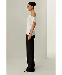 Lilysilk Women's Stretch Charmeuse Asymmetric Top